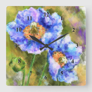 Flowering Spring Flowers Abstract Art Painting Square Wall Clock