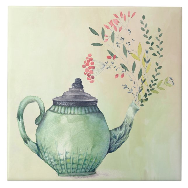 Flowering Teapot Tile (Front)