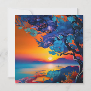 Flowering Tree at the Lake at sunrise