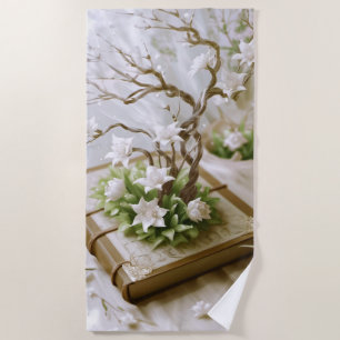 Flowering Tree Growing From a Book Beach Towel