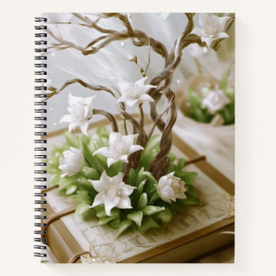 Flowering Tree Growing From a Book Notebook