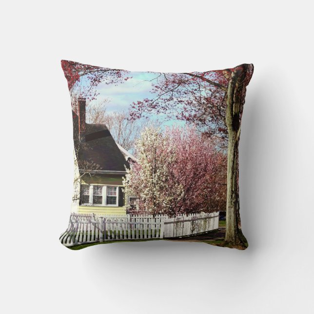 Flowering Trees in Spring Throw Pillow (Front)