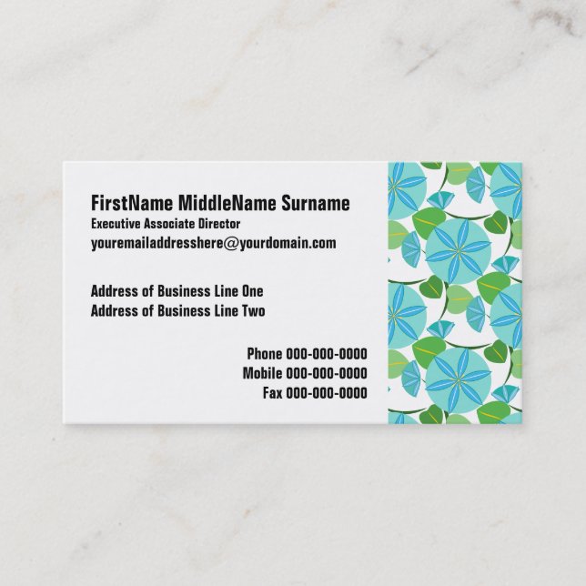 Flowering Vine Abstract Retro Business Card (Front)