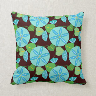 Flowering Vine Abstract Retro Throw Pillow