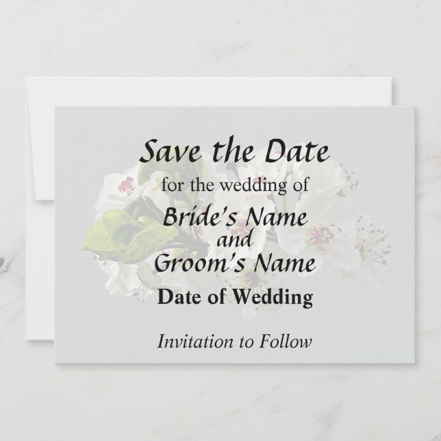 Flowering White Pear Blossoms Save The Date (Front)