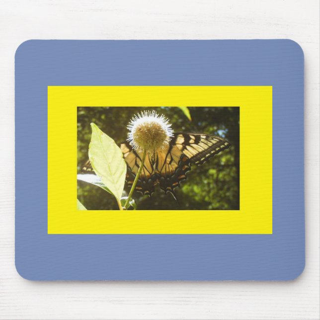 Flowering Yellow Monarch Mouse Pad (Front)