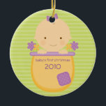 Flowerpot Baby's First Christmas Ornament<br><div class="desc">This super cute keepsake ornament is totally customizable by you. Change the template text or order as shown. If you need help or have something else in mind,  just click on the contact link to send the designer a personal detailed message.</div>