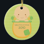 Flowerpot Baby's First Christmas Ornament<br><div class="desc">This super cute keepsake ornament is totally customizable by you. Change the template text or order as shown. If you need help or have something else in mind,  just click on the contact link to send the designer a personal detailed message.</div>