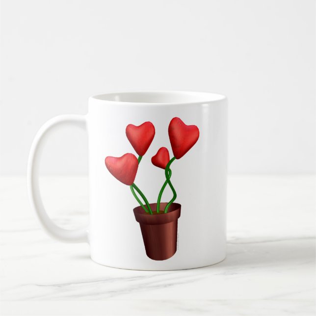 Flowerpot Hearts Coffee Mug (Left)