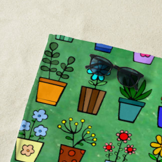 Flowerpots beach towel