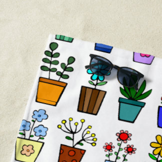 Flowerpots beach towel