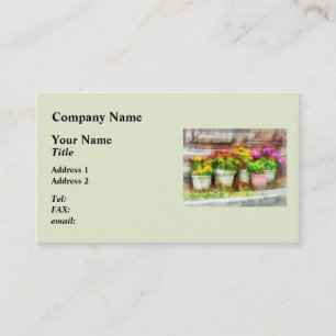 Flowerpots with Autumn Flowers Business Card