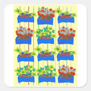 Flowerpots with flowers  square sticker