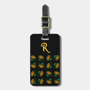 Flowers 3 Stained Glass Monogram Luggage Tag