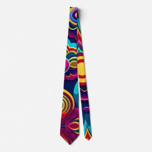 Flowers 3D and Hills Rainbow Pattern Tie