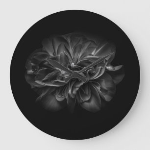 Flowers 67 BW Large Clock