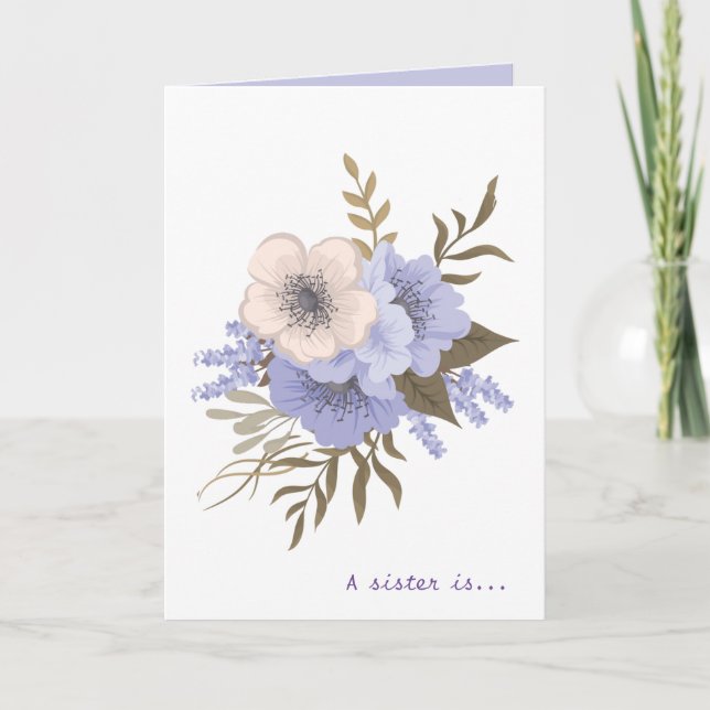 Flowers, A Sister is God's Way Quote Card (Front)