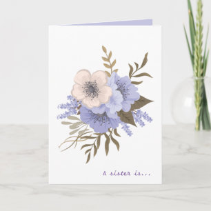 Flowers, A Sister is God's Way Quote Card