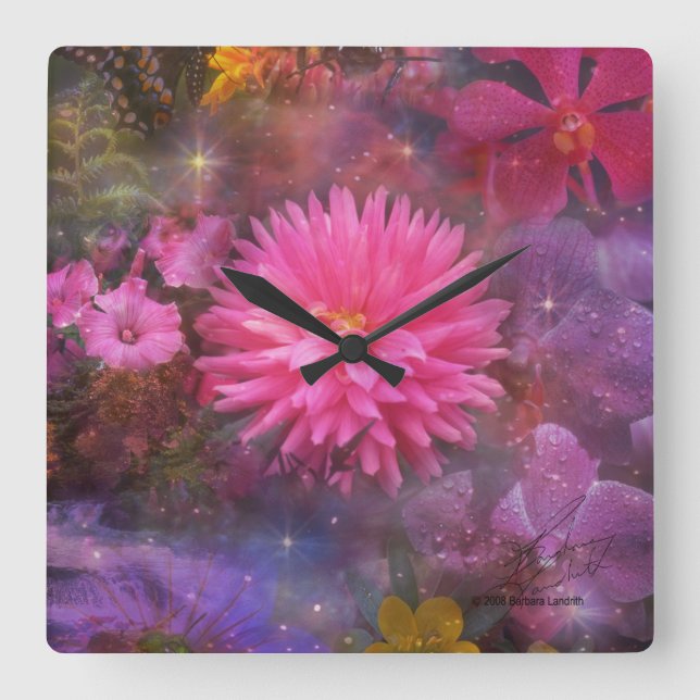 Flowers - A Visual Bouquet for Mom Square Wall Clock (Front)