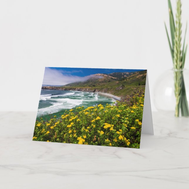 Flowers Above Sand Dollar Beach Card (Front)