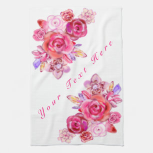 Flowers - Add Your Text / Name - Beautiful Kitchen Towel