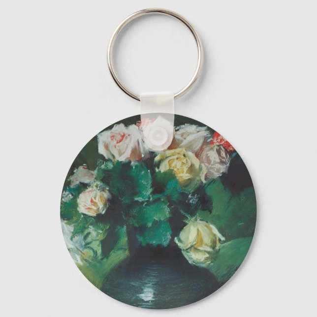 Flowers (aka Roses) by William Merritt Chase Keychain (Front)