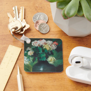 Flowers (aka Roses) by William Merritt Chase Keychain