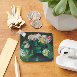 Flowers (aka Roses) by William Merritt Chase Keychain