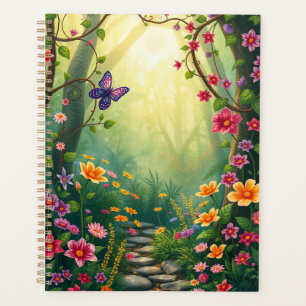Flowers and a Butterfly in an Enchanted Rainforest Planner