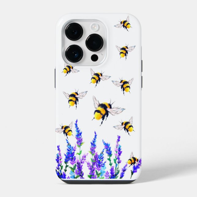 Flowers and Bees Flying iPhone Case (Back)