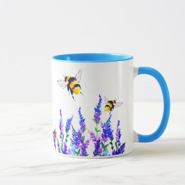 Flowers and Bees Flying Mug Gift (Right)