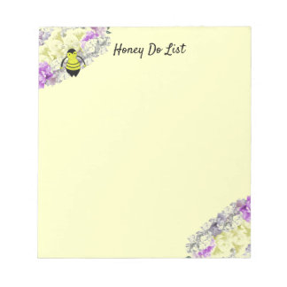 Flowers and Bees Honey Do List Notepad
