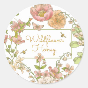 Flowers and Bees Honey Sticker