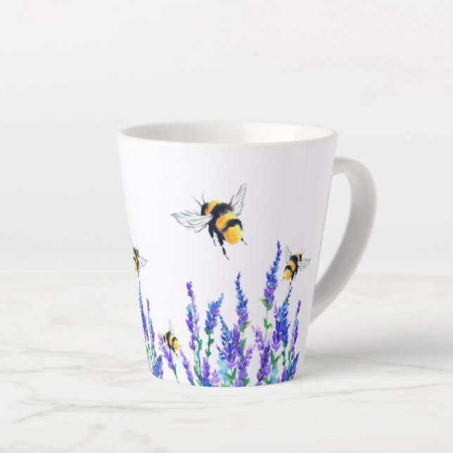 Flowers and Bees Latte Mug (Right Angle)
