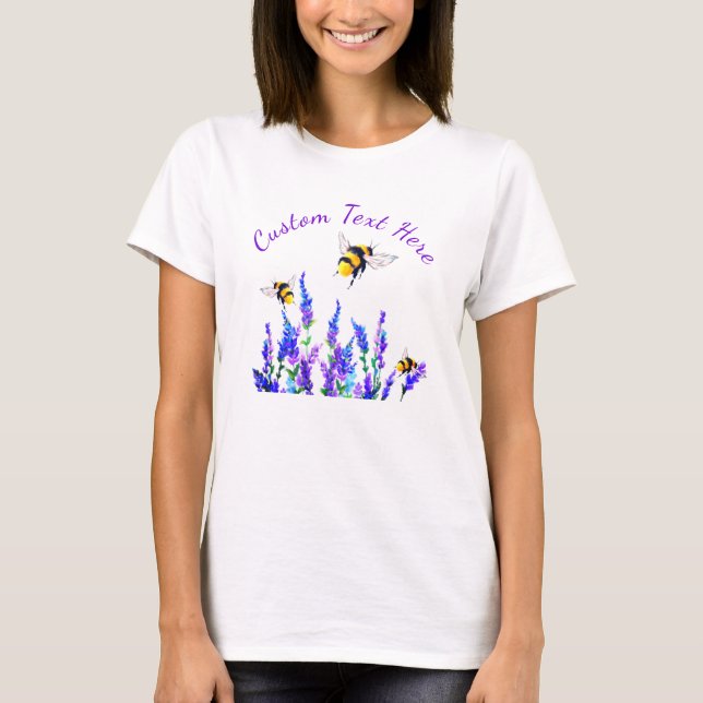 Flowers and Bees T-Shirt with Custom Text (Front)
