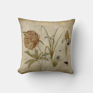 Flowers and Beetles by Hans Hoffmann Throw Pillow