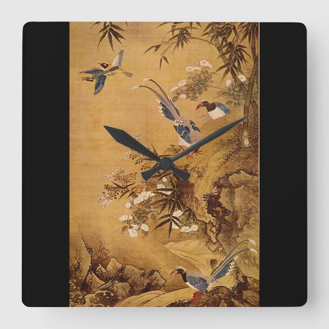 Flowers and Bird', Hsiao Yung_The Orient Square Wall Clock (Front)