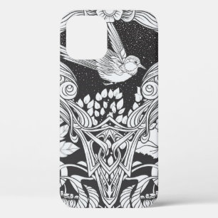 Flowers and bird in art nouveau style seamless pat iPhone 12 case