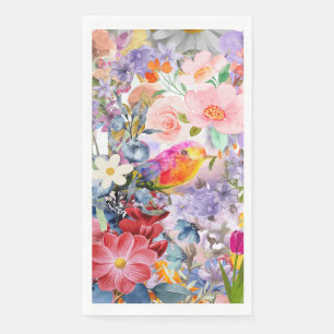 Flowers and Bird Napkin