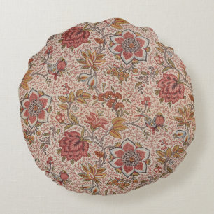 Flowers and Birds on a Dotted Twig Floral Pattern Round Pillow