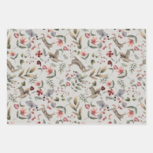 Flowers and birds wrapping paper