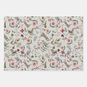 Flowers and birds wrapping paper