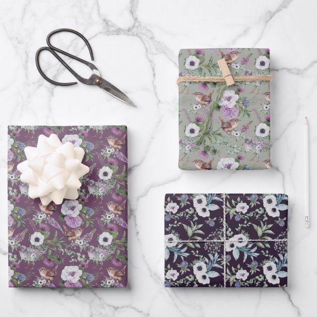 Flowers and Birds  Wrapping Paper Sheet (Front)