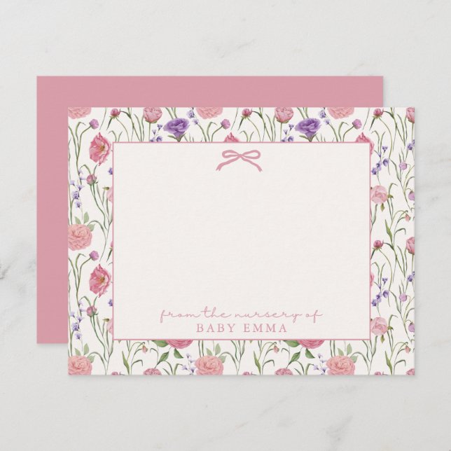 Flowers and bow, From the nursery of card (Front/Back)