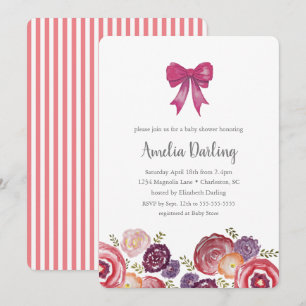 Flowers and Bows Baby Shower Invitation