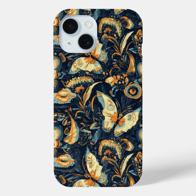 Flowers and Butterflies Abstract Pattern Case-Mate iPhone Case (Back)
