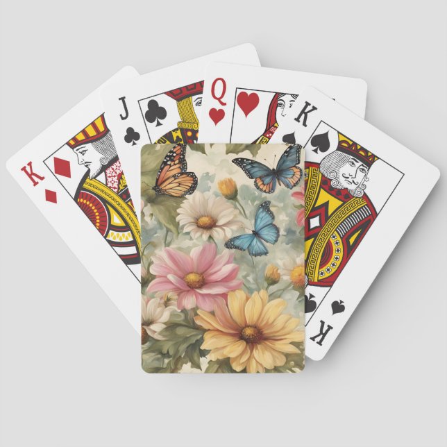 Flowers And Butterflies Art Work Playing Cards (Back)