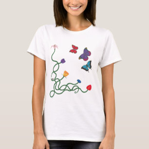 Flowers and Butterflies Front T-Shirt
