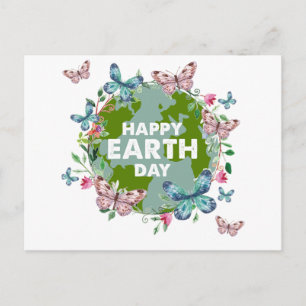 FLOWERS AND BUTTERFLIES HAPPY EARTH DAY 2024 POSTCARD