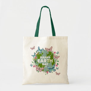 FLOWERS AND BUTTERFLIES HAPPY EARTH DAY 2026  TOTE BAG